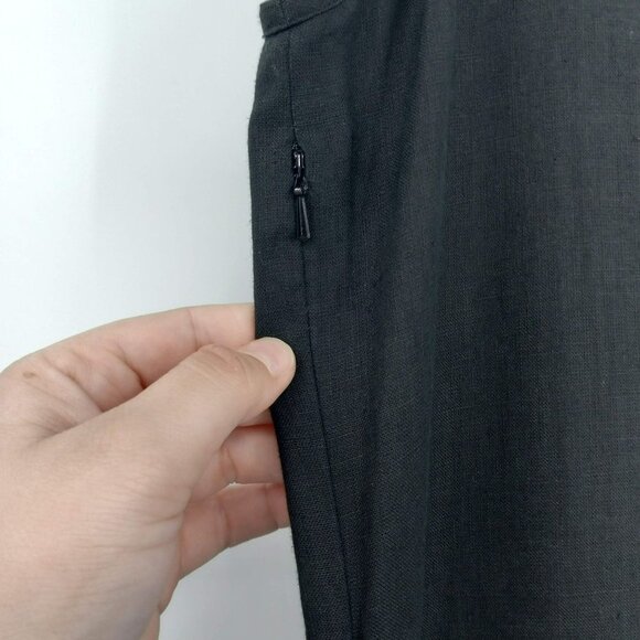 Garnet Hill Black Linen Lattice Cutout Maxi Dress Minimalist Versatile Beach 6P - Picture 6 of 9